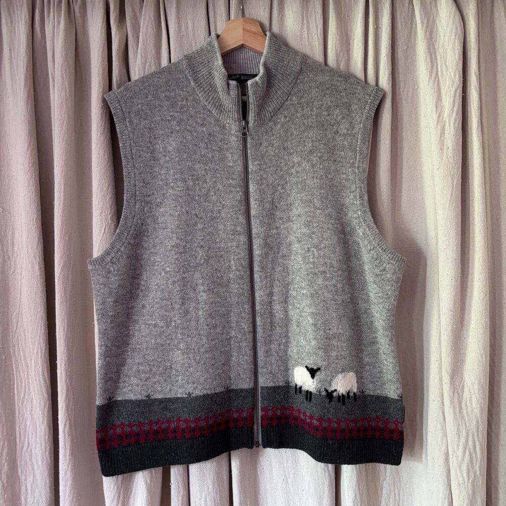 NWT Woolrich Sheep Grandmacore Lambswool Zip Vest Gray Heather Women's XL